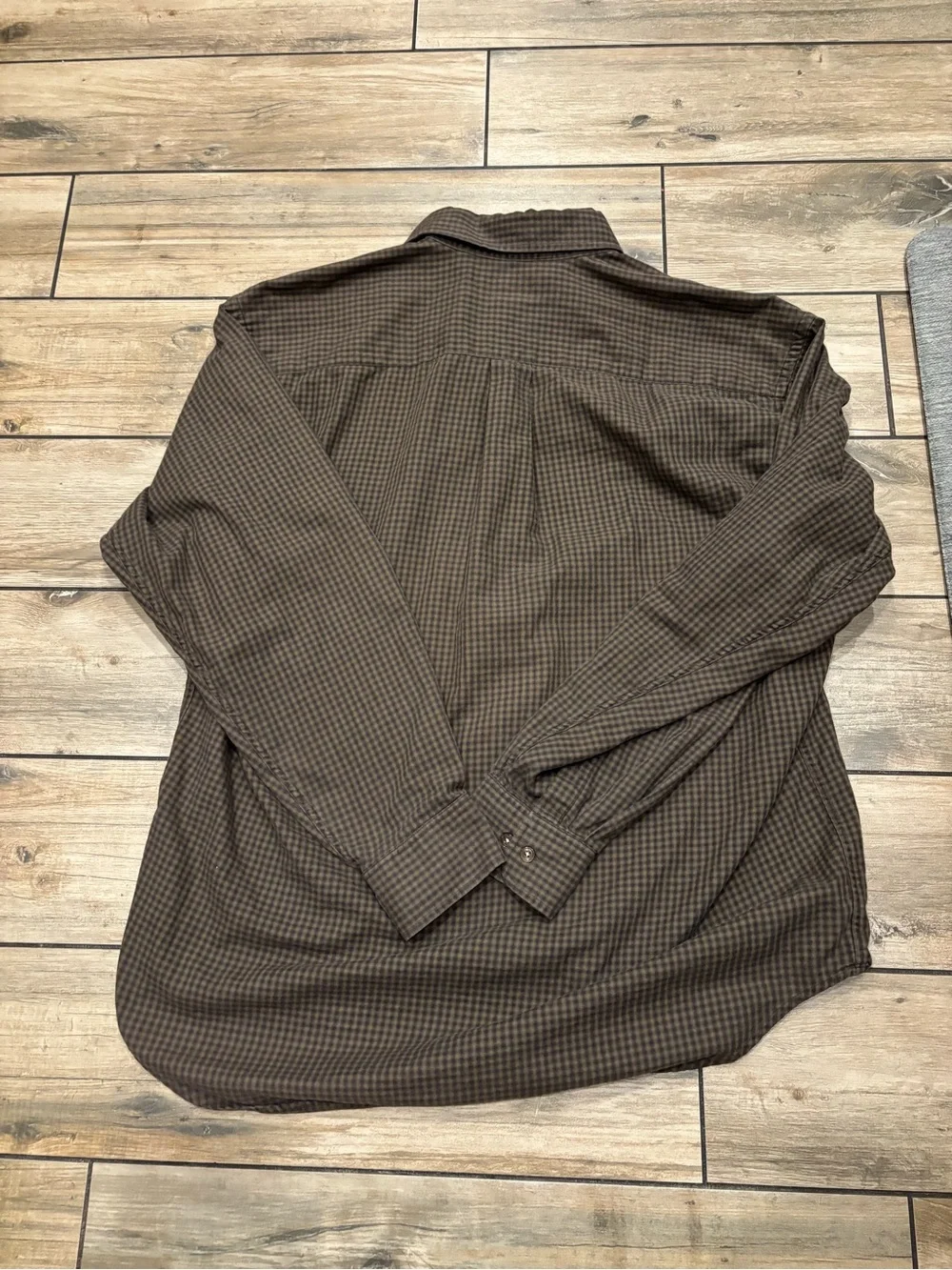 Vintage Banana Republic Gingham Plaid Shirt Mens L Earth Tone Brown Workwear
